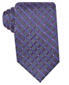 Follow the easy path to style with this grid-patterned silk tie from Geoffrey Beene.