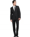 Whether your office is on Wall Street or Main Street, this sleek, slim-fit suit from DKNY offers all the modern attitude you need.