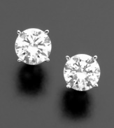 Round-cut certified colorless diamond earrings (1 ct. t.w.) add a burst of sparkle to any look. Prong-set in 18k white gold.