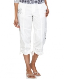 Clever drawstrings let you customize the length of Style&co.'s studded, cropped cargo pants! Clever drawstrings let you customize the length of Style&co.'s studded, cropped cargo pants!