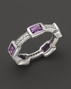 Faceted amethyst and white sapphires, set in sterling silver, evoke art deco style. By Elizabeth Showers.