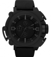 The dark side has never been more alluring. This edgy watch from Diesel is blacked out with subtle structured details.