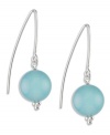 Lingering luster. Simply elegant and natural in look, these blue chalcedony (10 mm) hook earrings provide a bit of color atop any formal or casual dress. Earrings set in sterling silver. Approximate drop: 1-1/2 inch.