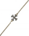 Crossover appeal. This necklace, set in 14k gold over sterling silver and oxidized sterling silver, shines with cubic zirconia accents. Approximate length: 7-1/2 inches. Approximate charm size: 1/2 inch.