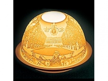 Manufactured in the town of Limoges by the Bernardaud family, each votive is lovingly crafted of fine French porcelain. Using the Ancient Greek technique of Lithophany, a tealight candle placed beneath the dome beautifully illuminates a the great palace of Versailles. Manufactured in the town of Limoges by the Bernardaud family, each votive is lovingly crafted of fine French porcelain. Using the Ancient Greek technique of Lithophany, a tealight candle placed beneath the dome beautifully illuminates a the great palace of Versailles.