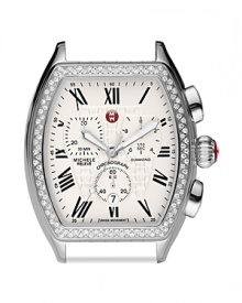 Be fashionably on time. With a diamond-encrusted bezel, Michele's releve-style chronograph is a glamorous take on a classic watch. Be fashionably on time. With a diamond-encrusted bezel, Michele's releve-style chronograph is a glamorous take on a classic watch.