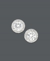 Sweeten any look with a touch of sparkle. These stunning stud earrings highlight round-cut diamonds encircled by halos of round-cut diamond accents (2 ct. t.w.). Crafted in 14k white gold. Approximate diameter: 6 mm.