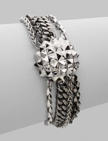 From the Superstud Collection. Multiple chain links with edgy stud detail.Sterling silver Black rhodium plated Length, about 8 Magnetic clasp closure Imported From the Superstud Collection. Multiple chain links with edgy stud detail.Sterling silver Black rhodium plated Length, about 8 Magnetic clasp closure Imported