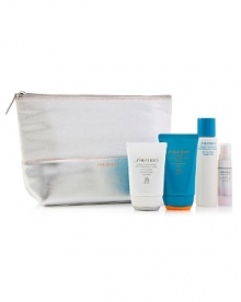 Protect yourself against 3 major causes of skin cell damage: UV Rays, oxidation and over production of sebum. This limited edition Sun Set includes: NEW Urban Environment UV Protection Cream SPF 25 Limited Edition (30mL), Ultimate Sun Protection Cream SPF 55 (full size), Ultimate Cleansing Oil travel size, White Lucent Intensive Spot Targeting Serum+ travel size, plus the perfect insulated cosmetic pouch. Protect yourself against 3 major causes of skin cell damage: UV Rays, oxidation and over production of sebum. This limited edition Sun Set includes: NEW Urban Environment UV Protection Cream SPF 25 Limited Edition (30mL), Ultimate Sun Protection Cream SPF 55 (full size), Ultimate Cleansing Oil travel size, White Lucent Intensive Spot Targeting Serum+ travel size, plus the perfect insulated cosmetic pouch.