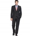 Polish up your boardroom attire with this modernly classic pinstriped suit from Donald J. Trump.