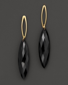 Faceted onyx drops are accented with gleaming 14K yellow gold. Faceted onyx drops are accented with gleaming 14K yellow gold.