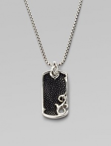 Unique texture and stunning design in sterling silver with a rayskin-textured leather inlay. Pendant, about 2 long Chain, about 20 long Imported Unique texture and stunning design in sterling silver with a rayskin-textured leather inlay. Pendant, about 2 long Chain, about 20 long Imported
