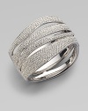 EXCLUSIVELY AT SAKS.COM. Curvaceous rows of pavé crystals decorate the wrist.Crystals Rhodium plated Width, about 1¾ Diameter, about 2½ Push lock closure Imported