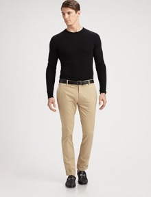 Channeling the exquisite quality of handsome Italian craftsmanship, the trim-fitting James pant is crafted in lightweight stretch twill with a slim, straight leg for a contemporary silhouette.Zip flySide slash, back welt pocketsInseam, about 3298% cotton/ 2% elastaneMachine washMade in Italy Channeling the exquisite quality of handsome Italian craftsmanship, the trim-fitting James pant is crafted in lightweight stretch twill with a slim, straight leg for a contemporary silhouette.Zip flySide slash, back welt pocketsInseam, about 3298% cotton/ 2% elastaneMachine washMade in Italy