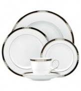 Better than ever. Lenox gives the beloved Hancock pattern a fresh white glaze and sumptuous platinum highlights in this updated serving bowl. Celtic knots and enameled dots add elegant refinement to classic bone china.