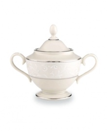 Welcome your guests to the table with the formal elegance of Lenox's Pearl Innocence dinnerware and dishes collection. This fine bone china brings together a graceful tone-on-tone design with hand enameled pearl-like accents and rich bands of polished platinum. Qualifies for Rebate Welcome your guests to the table with the formal elegance of Lenox's Pearl Innocence dinnerware and dishes collection. This fine bone china brings together a graceful tone-on-tone design with hand enameled pearl-like accents and rich bands of polished platinum. Qualifies for Rebate
