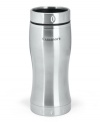 Fresh to go. This stainless steel travel mug from Cuisinart features a double-wall design to keep your morning brew piping hot and fresh for hours. Just slide the lid open and enjoy!