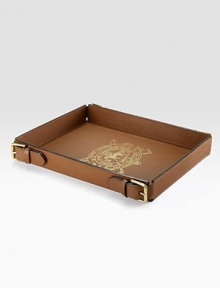 Crafted from heirloom-quality saddle leather, featuring an embossed signature Proprietor logo and equestrian-inspired buckles at the corners.14½ L x 11¼ W x 1¾ HLeather, brass, and gold leafImported Crafted from heirloom-quality saddle leather, featuring an embossed signature Proprietor logo and equestrian-inspired buckles at the corners.14½ L x 11¼ W x 1¾ HLeather, brass, and gold leafImported