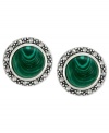 Look glamorous in green. Genevieve & Grace's round earrings, set in sterling silver, feature synthetic malachite (1-3/4 ct. t.w.) and marcasite to stunning effect. Approximate diameter: 5/8 inch.