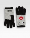 EXCLUSIVELY AT SAKS. Luxurious cashmere and wool blend knit gloves get a little cheeky with a flirty face and logo embroidery.Wool/rayon/nylon/cashmerePull-on styleLength, about 7.5Dry cleanMade in Italy