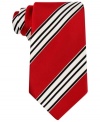 Take an inside angle on sharp business style with this striped silk tie from Donald J. Trump.