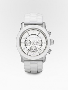 A sporty look in a modern mix of silicone and stainless steel with three-eye chronograph functionality. Round bezel Quartz movement Three-eye chronograph functionality Water resistant to 10 ATM Date function at 4 o'clock Second hand Stainless steel/silicone case: 45mm (1.77) Silicone bracelet Deployment clasp Made in Switzerland A sporty look in a modern mix of silicone and stainless steel with three-eye chronograph functionality. Round bezel Quartz movement Three-eye chronograph functionality Water resistant to 10 ATM Date function at 4 o'clock Second hand Stainless steel/silicone case: 45mm (1.77) Silicone bracelet Deployment clasp Made in Switzerland