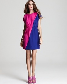 Aqua Dress - Color Block Cinch Waist Aqua Dress - Color Block Cinch Waist