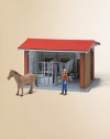 This remarkably detailed, modular structure extends as your horse collection grows. Each stall has hay, water trough, name plaque, a rake, broom, shovel and pitch fork. Woman and horse colors may vary.PlasticAssembly required19 X 12.2 X 14.25Recommended for ages 3 and upMade in Germany