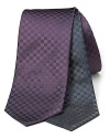 A sateen silk tie with a modern check pattern allover, from BOSS Black.