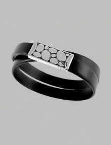 A double-wrapped strap of smooth leather interrupted by a polished silver clasp. From the Kali Collection Leather Silver About 7 diam. Magnetic pusher clasp Imported A double-wrapped strap of smooth leather interrupted by a polished silver clasp. From the Kali Collection Leather Silver About 7 diam. Magnetic pusher clasp Imported