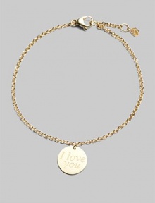 From the Love Plus Collection. A small disc charm with an 'I love you' engraving hangs on a thin chain.18k yellow gold Disc charm Length, about 7 Lobster clasp closure Made in Italy From the Love Plus Collection. A small disc charm with an 'I love you' engraving hangs on a thin chain.18k yellow gold Disc charm Length, about 7 Lobster clasp closure Made in Italy