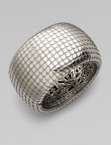 From the Dot Collection. This geometric design features a dotted texture in sleek sterling silver. Sterling silverDiameter, about 2¼Push clasp closureImported From the Dot Collection. This geometric design features a dotted texture in sleek sterling silver. Sterling silverDiameter, about 2¼Push clasp closureImported
