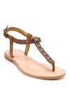 Inspired embroidery adds playful color to the down-to-earth Sedona sandal from Cynthia Vincent.