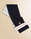 A toasty wool-blend wrap from Italy in handsome stripes with logo detail.50% wool/50% acrylicMade in Italy