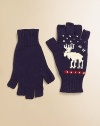 A festive glove exudes modern heritage style, knit in a preppy Fair Isle moose pattern with a cool fingerless silhouette.Allover Fair Isle knitSewn finger edgesSolid ribbed cuffCotton/WoolHand washImported