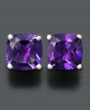 Deep purple cushion-cut amethyst (1-3/4 ct. t.w.) adds a touch of royalty to your day. Stud earrings set in 14k white gold.