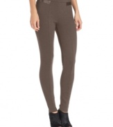 MICHAEL Michael Kors' legging-like petite ponte pants feature a slimming ponte fabric, faux leather trim and an ultra-flattering fit!