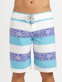 Colorful mosaic print adorns these quick-drying trunks, made for endless summer fun.Drawstring tie waistMesh liningInseam, about 8½PolyamideMachine washImported Colorful mosaic print adorns these quick-drying trunks, made for endless summer fun.Drawstring tie waistMesh liningInseam, about 8½PolyamideMachine washImported