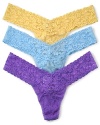 A soft stretchy lace low-rise thong with a thick signature lace waistband in new fashion colors!