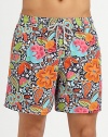 A lively, tropical print brings life to these quick-drying trunks, complete with back eyelets to avoid a ballooning effect.Elastic drawstring waistSide slash, back flap pocketsMesh liningInseam, about 5PolyamideMachine washImported