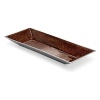 Handcrafted and polished, this aluminum tray is embellished with a dark amber interior.