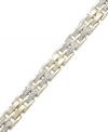 Style and sophistication combine on Yell'Ora's chic men's bracelet. A rectangular-link design showcases rows of round-cut diamonds (2 ct. t.w.). Base metal made from a combination of pure gold, sterling silver and palladium. Approximate length: 8-1/2 inches.