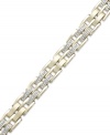 Style and sophistication combine on Yell'Ora's chic men's bracelet. A rectangular-link design showcases rows of round-cut diamonds (2 ct. t.w.). Base metal made from a combination of pure gold, sterling silver and palladium. Approximate length: 8-1/2 inches.