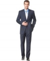 Bored with black? Change it up just enough with this sophisticated navy suit from Izod.