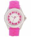 Fall in love with one of Betsey Johnson's signature fuchsia-draped timepieces.
