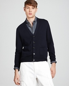 An ultra-luxe cardigan for chillier days, crafted in 100% cashmere. An ultra-luxe cardigan for chillier days, crafted in 100% cashmere.