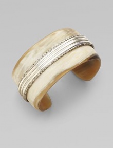 From the Bedeg Collection. Exotic horn features a shimmering stripe of sterling silver.Horn Sterling silver Width, about 1½ Diameter, about 2½ Made in BaliPlease note: There may be color variations due to the unique nature of buffalo horn. From the Bedeg Collection. Exotic horn features a shimmering stripe of sterling silver.Horn Sterling silver Width, about 1½ Diameter, about 2½ Made in BaliPlease note: There may be color variations due to the unique nature of buffalo horn.
