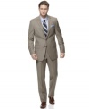 Head into neutral territory. This tan plaid suit from Lauren by Ralph Lauren has sophisticated, quiet confidence.