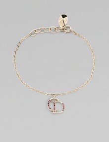 Dazzling, crystal encrusted logo charm on link chain for an iconic design. GoldtoneCrystalsLength, about 6Spring ring closureImported Dazzling, crystal encrusted logo charm on link chain for an iconic design. GoldtoneCrystalsLength, about 6Spring ring closureImported