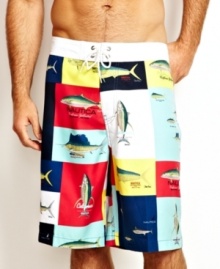 These swim trunks from Nautica in bright colors illuminate your summer style. These swim trunks from Nautica in bright colors illuminate your summer style.